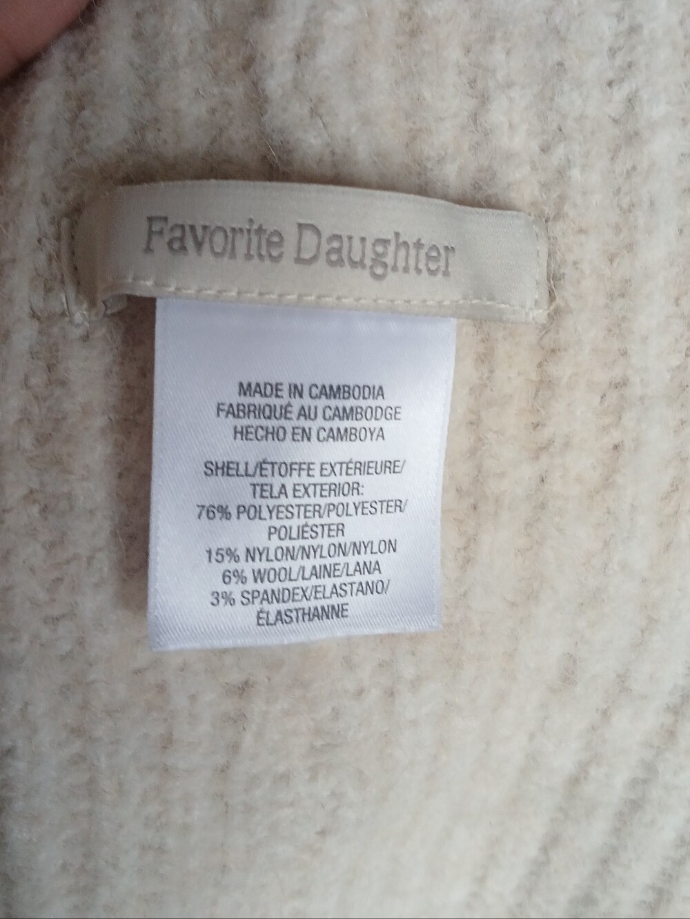 💎 Favorite Daughter Women's Hat THE LOGO PATCH RIB BEANIE Ivory - Picture 4 of 9